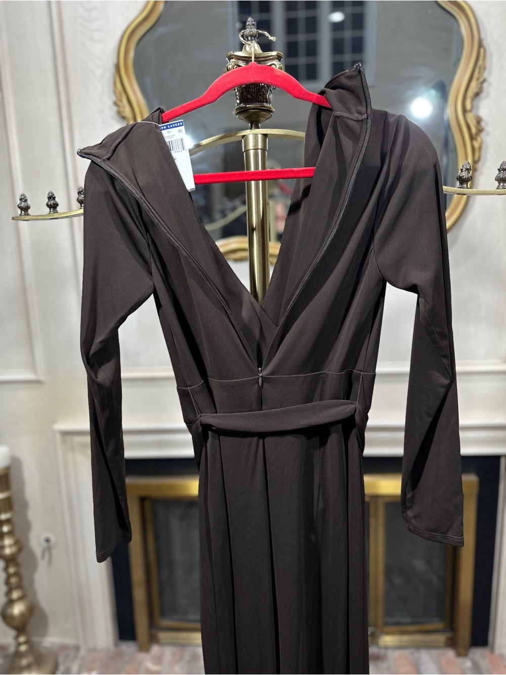 Lauren Ralph Lauren Jumpsuit Small Brown Belted Quiet Luxury Espresso Core - Picture 6 of 12